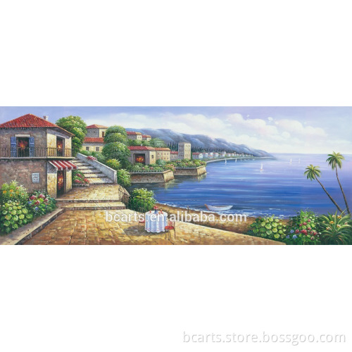 Beautiful village scenery oil painting decoration on wall